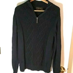 Tasso Elba Cotton Black quarter zip, mens Sweater. Size S